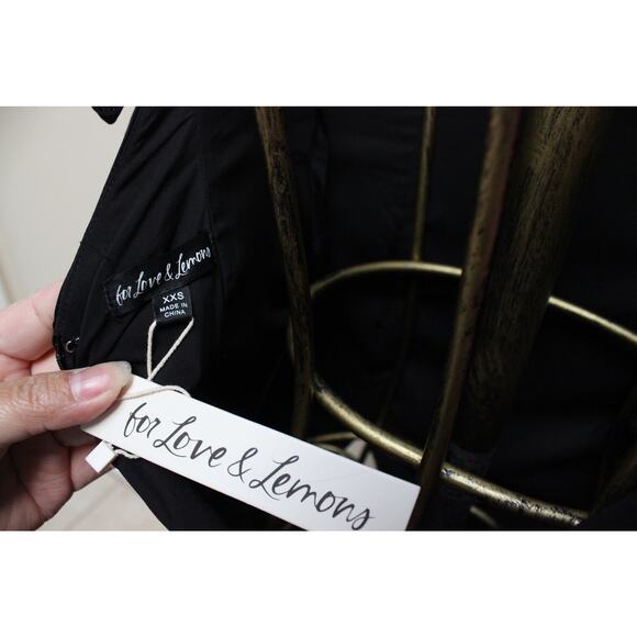 NWT For Love & Lemons Black Rita Rosette Rose Floral Slit Midi Dress Size XXS - Picture 6 of 6